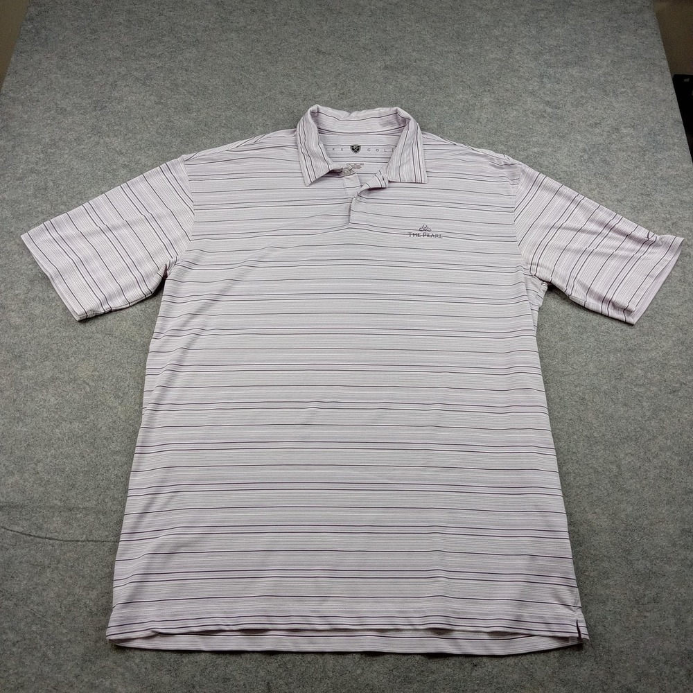 Nike Golf Polo Shirt Mens XL Purple Stripe Fit Dry Performance Stretch Top‎
